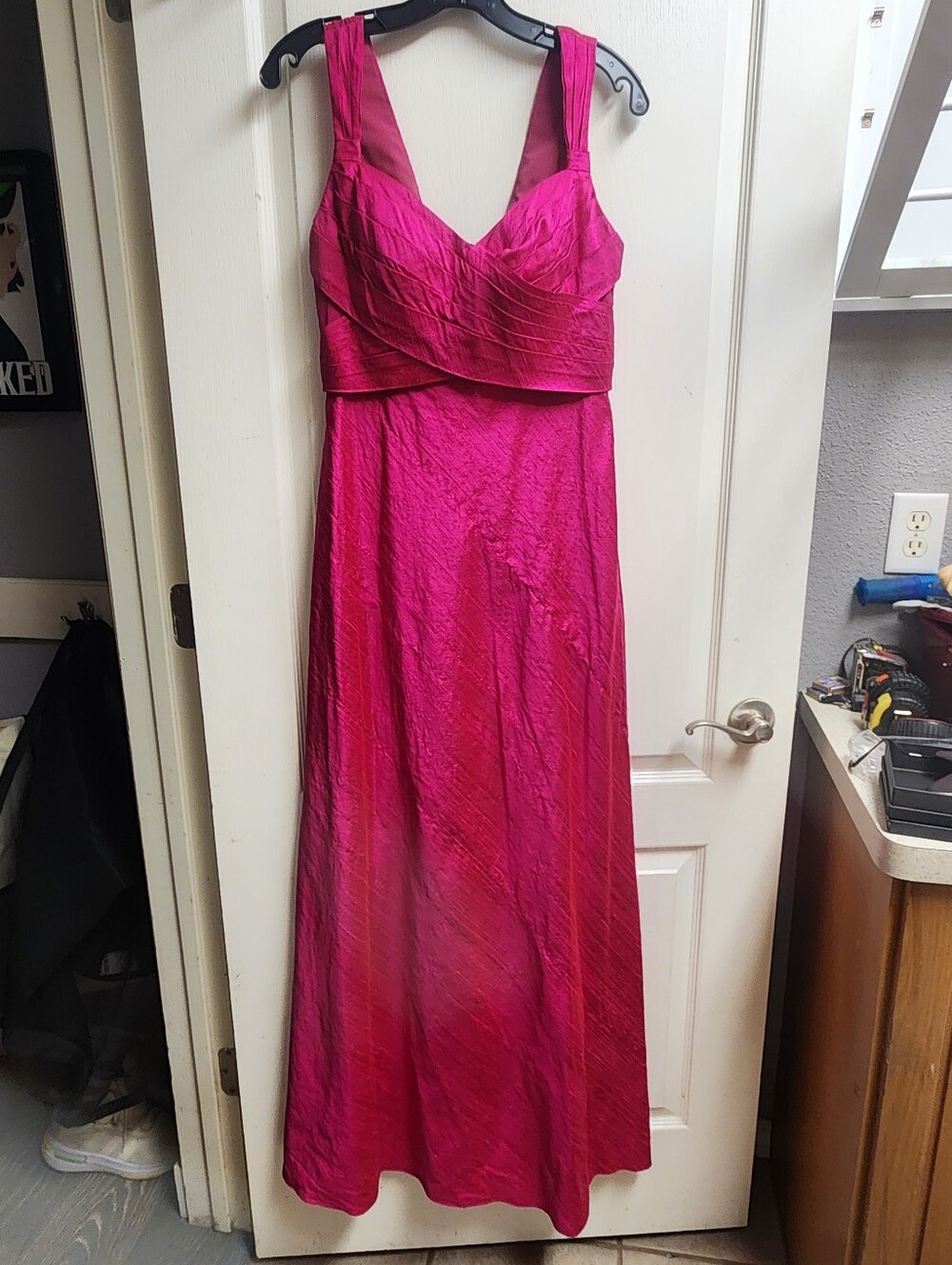 Phoebe Couture Fuchsia Sleeveless V-Neck Maxi Dress